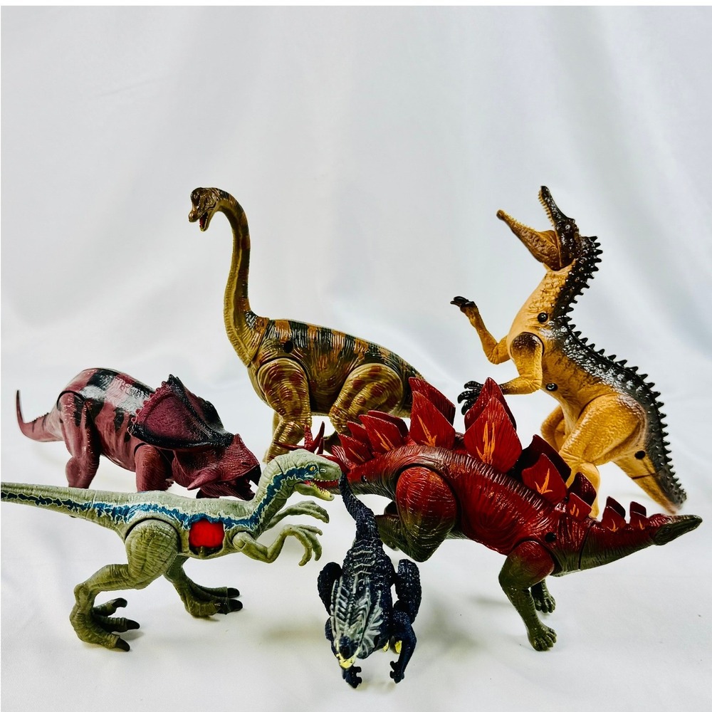 Jurassic World Mattel Dinosaur Action Figure 6 pc Blue Stegosaurus Brachiosaurus